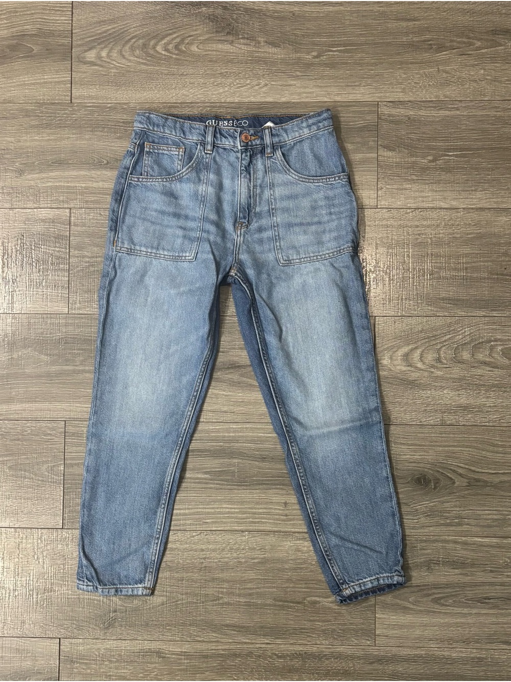 GUESS Eco Girls Size 14 Light Wash Utility Carpenter Jeans